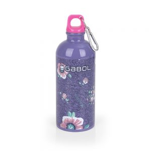 Купете стоманена бутилка за вода за момиче GABOL Lily от 600 мл. на супер цена от Fashionkids.bg. Неръждаема стомана, лилав дизайн на цветя и удобен карабинер.