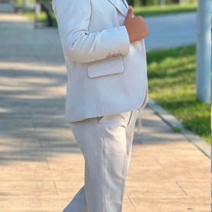 Бял официален костюм за момче от 5 части – елегантен детски комплект